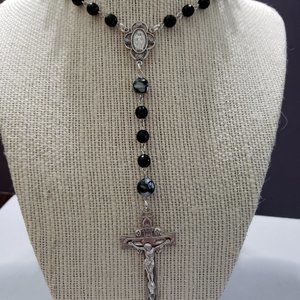 Handmade Black Onyx, SS Rosary
